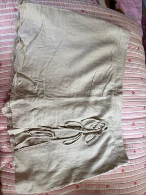 Beige Linen-Blend Tie-Waist Skirt-shorts